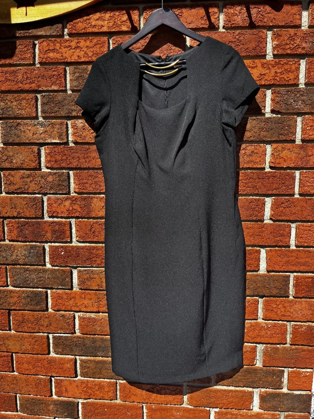 Cleo Brass Tube Neckline Black Dress